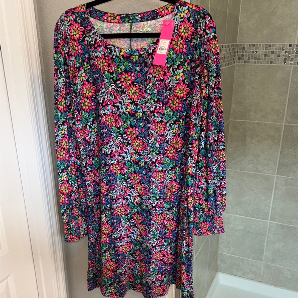 Lilly Pulitzer NWT Diann Long Sleeve Dress Size XL Multi Feeling Fantastic
